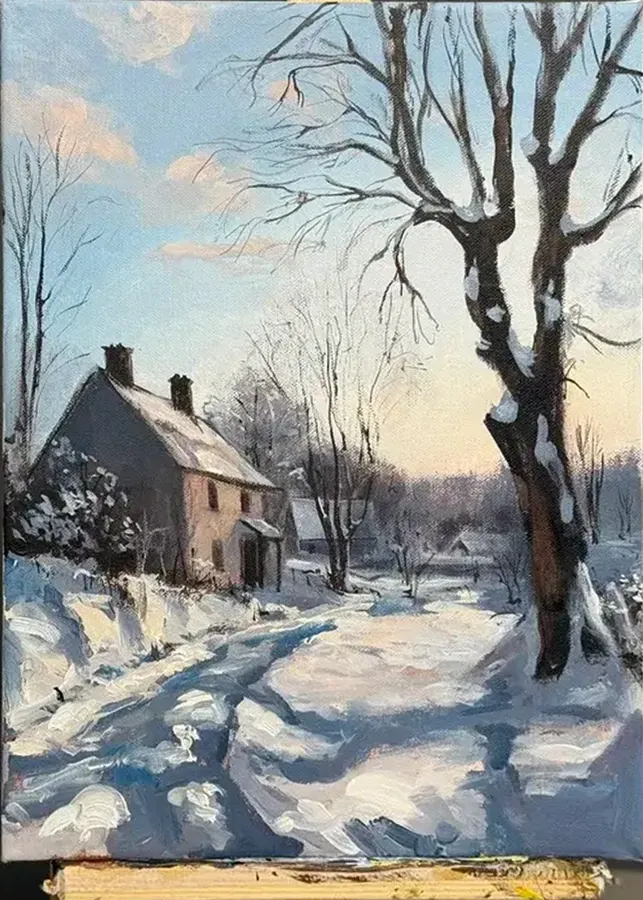 Зимний пейзаж — урок курса «Искусство акриловой живописи»